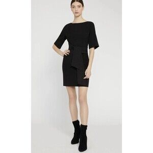 Alice + Olivia Dress Virgil Boat Neck Wrap Dress Black Retail $350 - Size 10